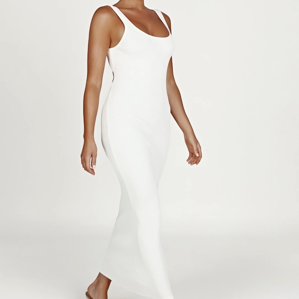MESHKI Hadley Backless Knit Maxi Dress - White